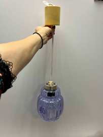 Лампа потолочная, з-д Победа, аметистовое стекло с налепами. Патрон и проводка в раб.сост. Картинка 2